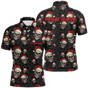 Custom Men Funny Christmas Bowling Polo Shirts…