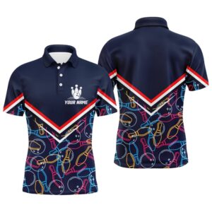 Custom Men Polo Bowling Shirt Navy Blue…