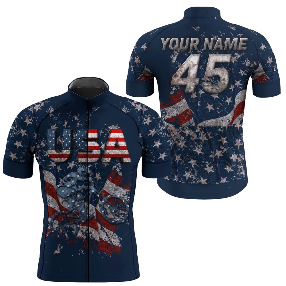 Custom Mens American Cycling Jersey Anti Uv Usa Team Racing Shirt Bicycling Cycle Gear, Custom Mono Cycling Jersey