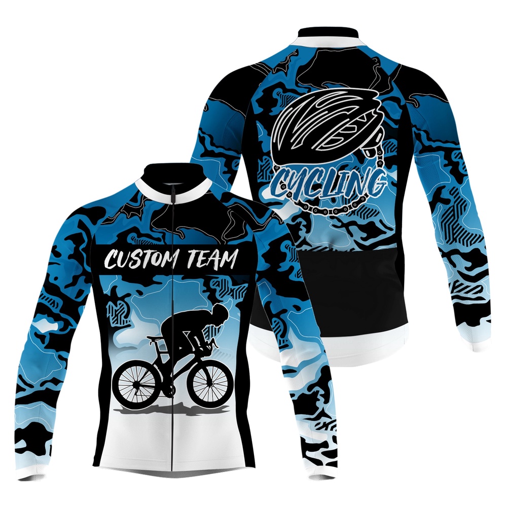 Custom Mens Cycling Jersey Camo Cycle Gear Anti Uv Full Zip Bicycle Motocross Road Racewea, Custom Mono Cycling Jersey