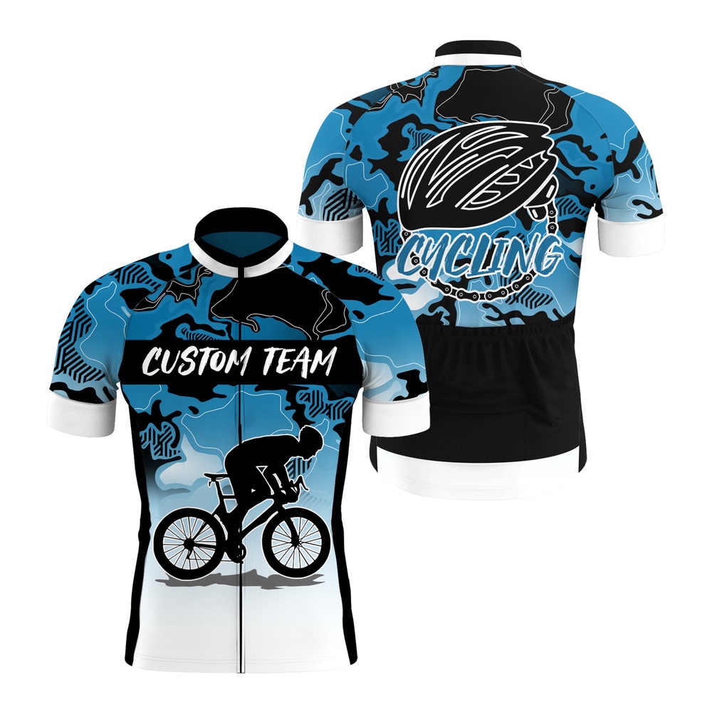 Custom Mens Cycling Jersey Camo Cycle Gear Anti Uv Full Zip Bicycle Motocross Road Racewea, Custom Mono Cycling Jersey