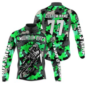 Custom Mens Cycling Jersey Green Camo Anti…