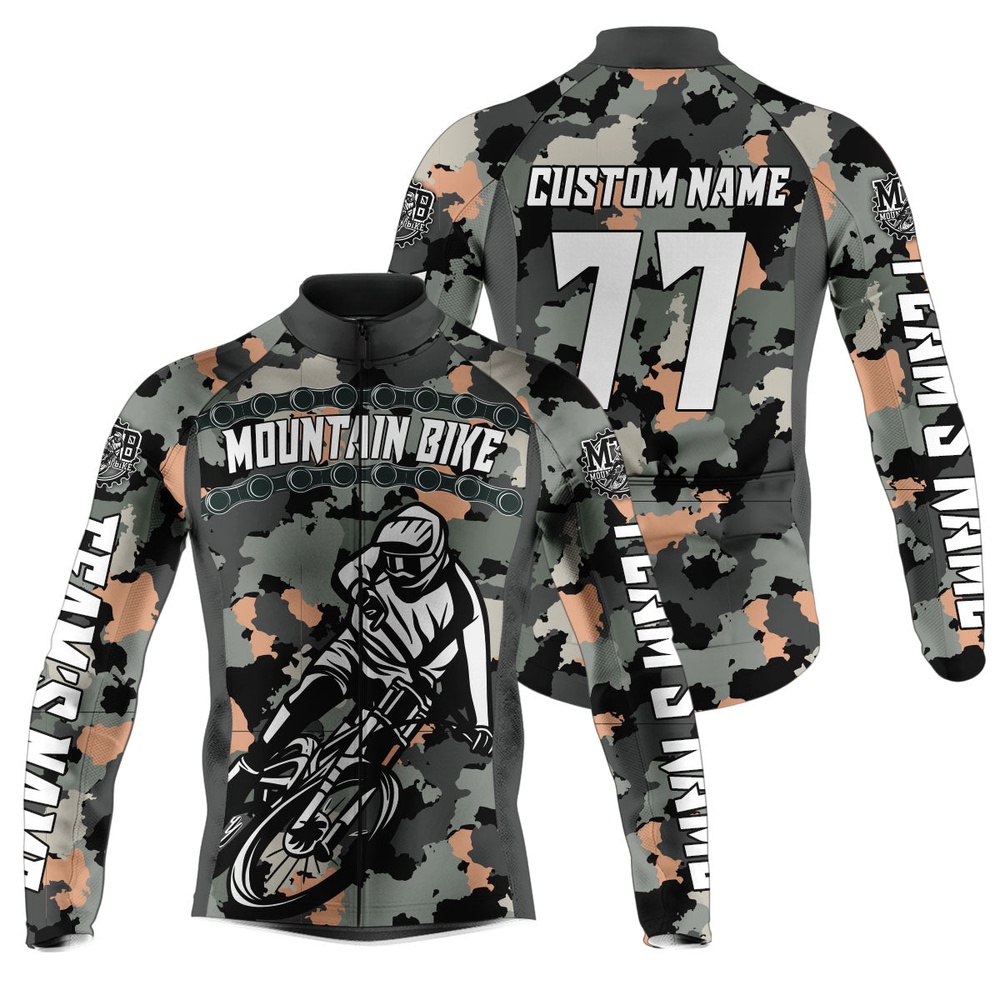 Custom Mens Cycling Jersey Grey Camo Anti Uv Full Zip With 3 Pockets Motocross Road Cycle Gear, Custom Mono Cycling Jersey
