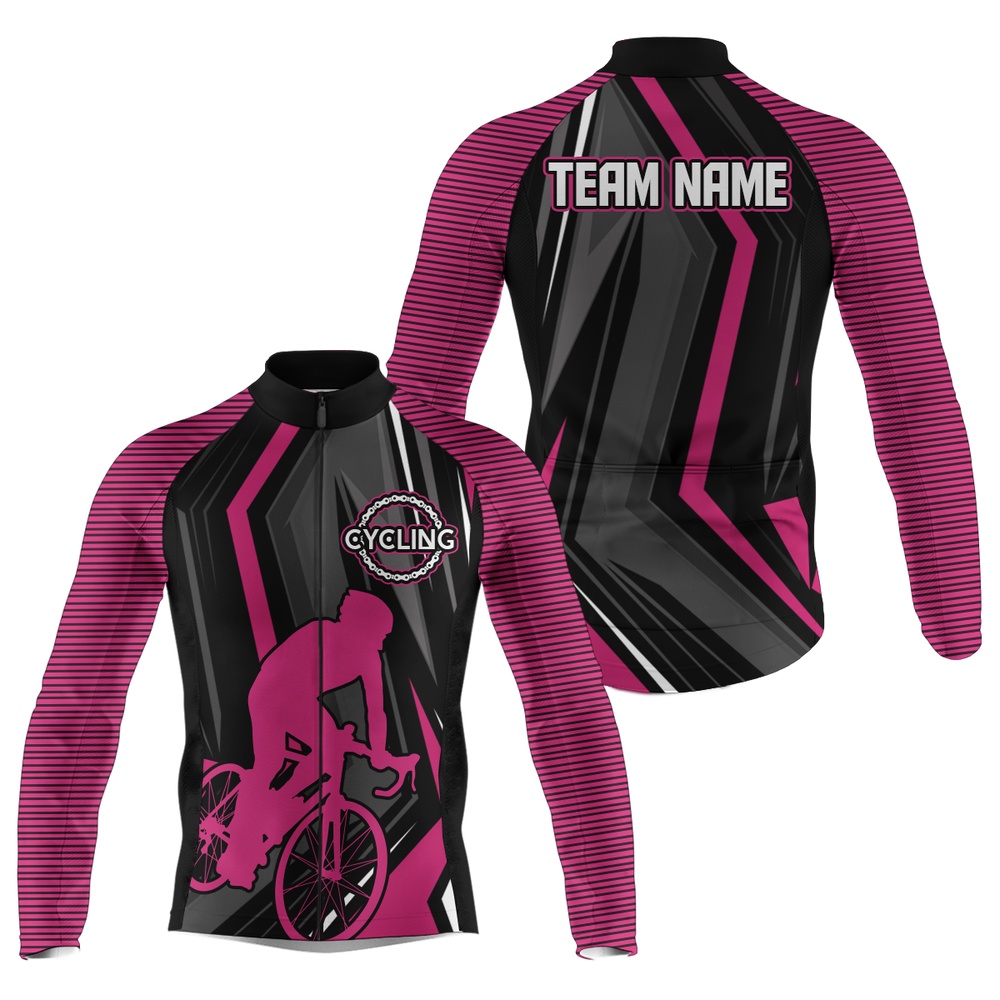 Custom Mens Team Road Cycling Jersey Pink Cycle Bicycling Shirts Anti Uv Biking Racing Unifor, Custom Mono Cycling Jersey