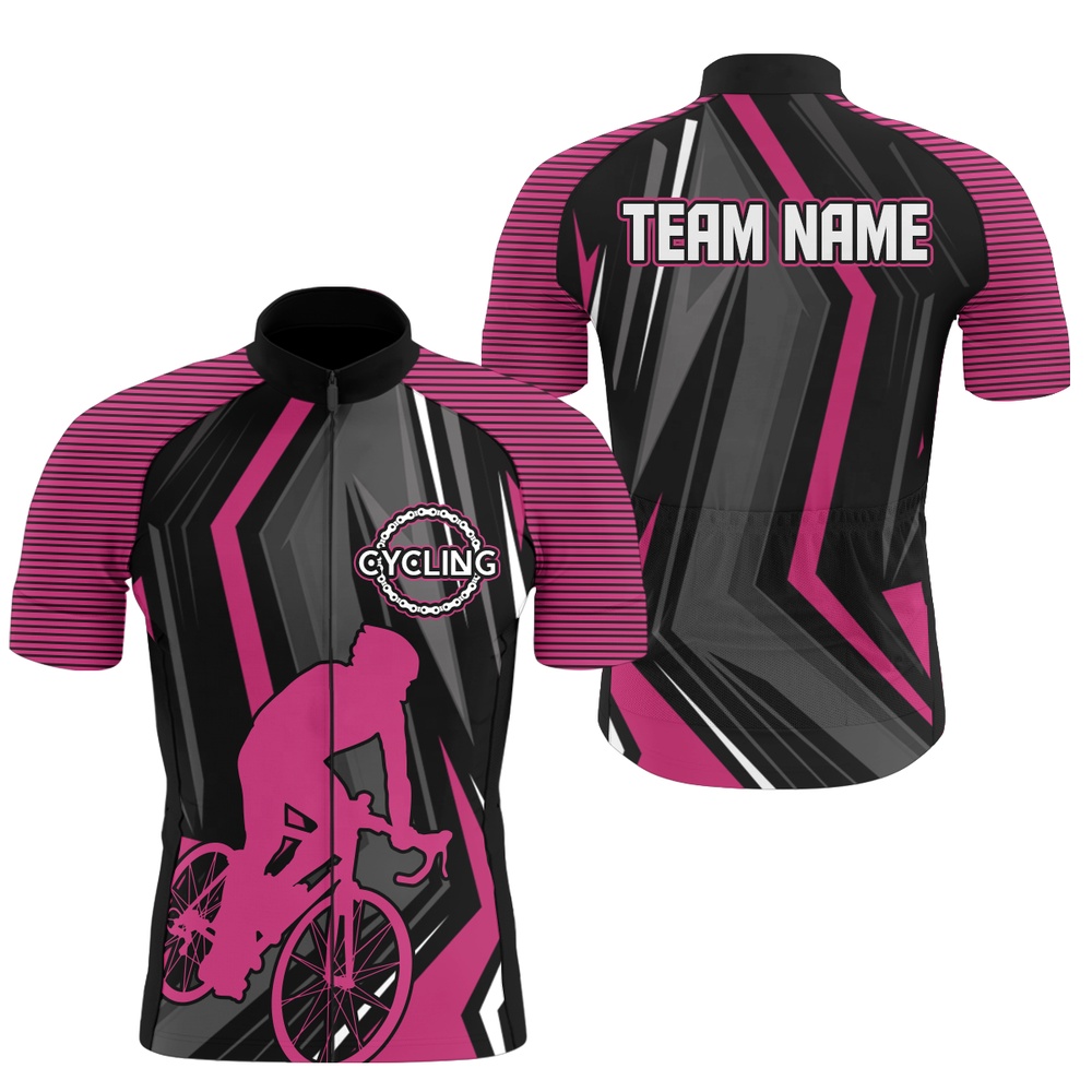 Custom Mens Team Road Cycling Jersey Pink Cycle Bicycling Shirts Anti Uv Biking Racing Unifor, Custom Mono Cycling Jersey