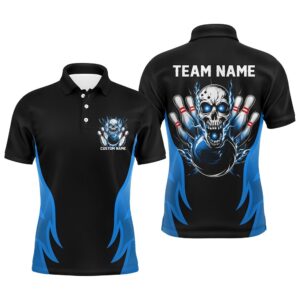 Custom Multicolor Flame Skull Bowling Shirts For…