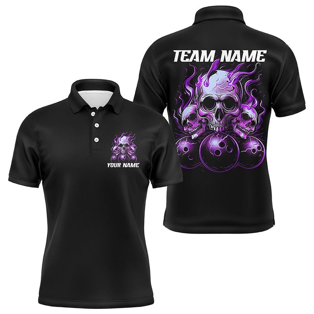 Custom Multicolor Flame Skull Unisex Bowling Team Shirts, Strike Bowling League Team Polo Shirt, Personalized Bowling Team Shirt Custom Multicolor Flame Skull Unisex Bowling Team Shirts, Strike Bowling League Team Polo Shirt, Personalized Bowling Team Shirt