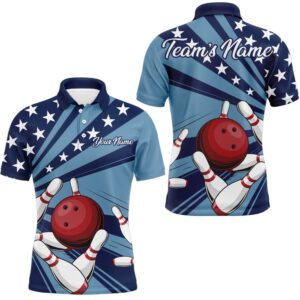 Custom Navy Bowling Polo Shirt For Men…