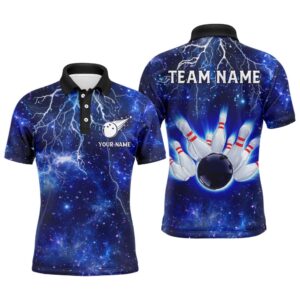 Custom Navy Bowling Polo Shirt For Men…