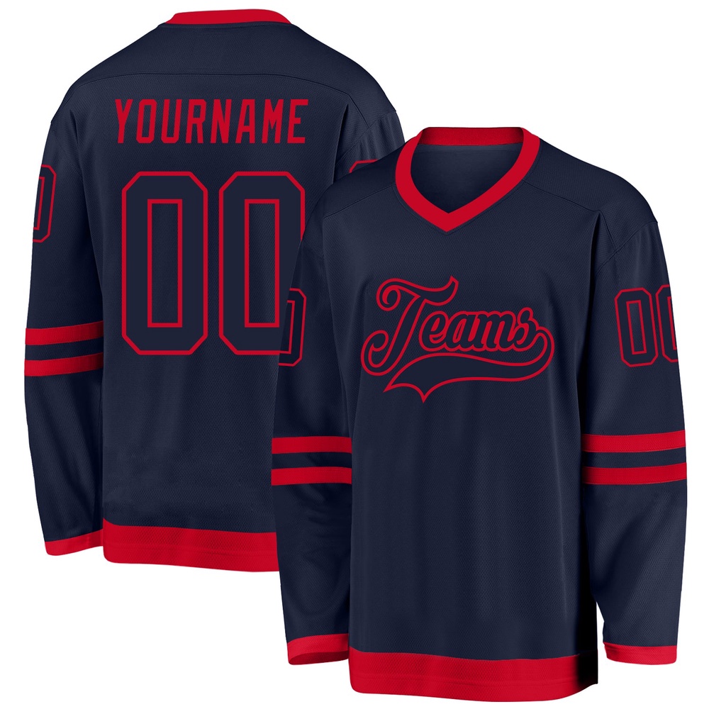 Custom Navy Navy Red Hockey Jersey, New Hockey Jersey, Personali Sport Team Jersey Shirt