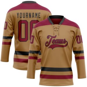 Custom Old Gold Maroon Black Hockey Lace…