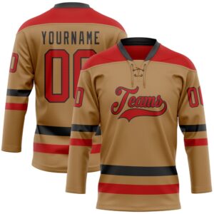Custom Old Gold Red Black Hockey Lace…