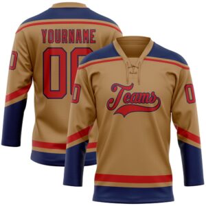 Custom Old Gold Red Navy Hockey Lace…