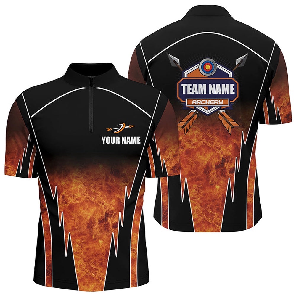 Custom Orange Black Archery Men Jersey Shirt Archery Performance Uniform Shirts, Custom Archery Team Shirt