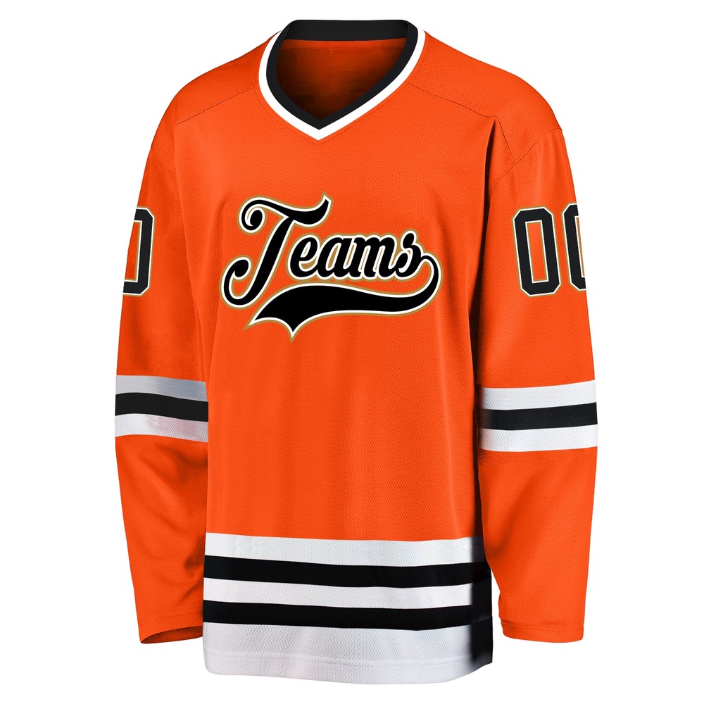Custom Orange Black Old Gold Hockey Jersey, New Hockey Jersey, Personali Sport Team Jersey Shirt