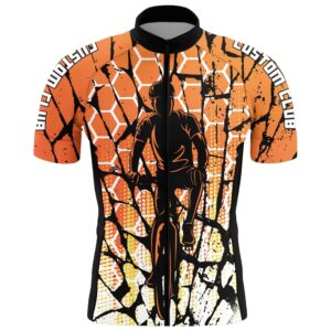 Custom Orange Cycling Jersey Mens Long And…
