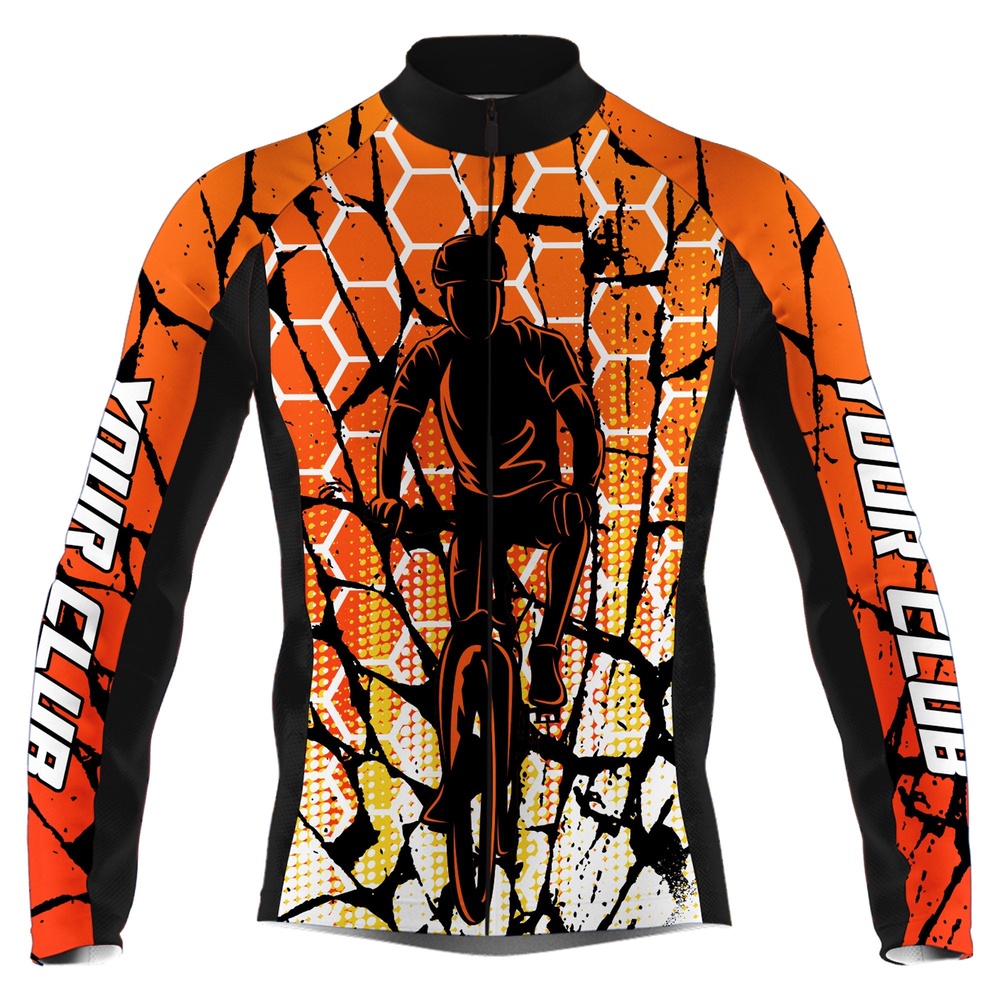 Custom Orange Cycling Jersey Mens Long And Short Sleeve Bicycle Riding Shirt Road Moutain Biking, Custom Mono Cycling Jersey