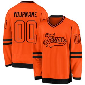 Custom Orange Orange Black Hockey Jersey, New…