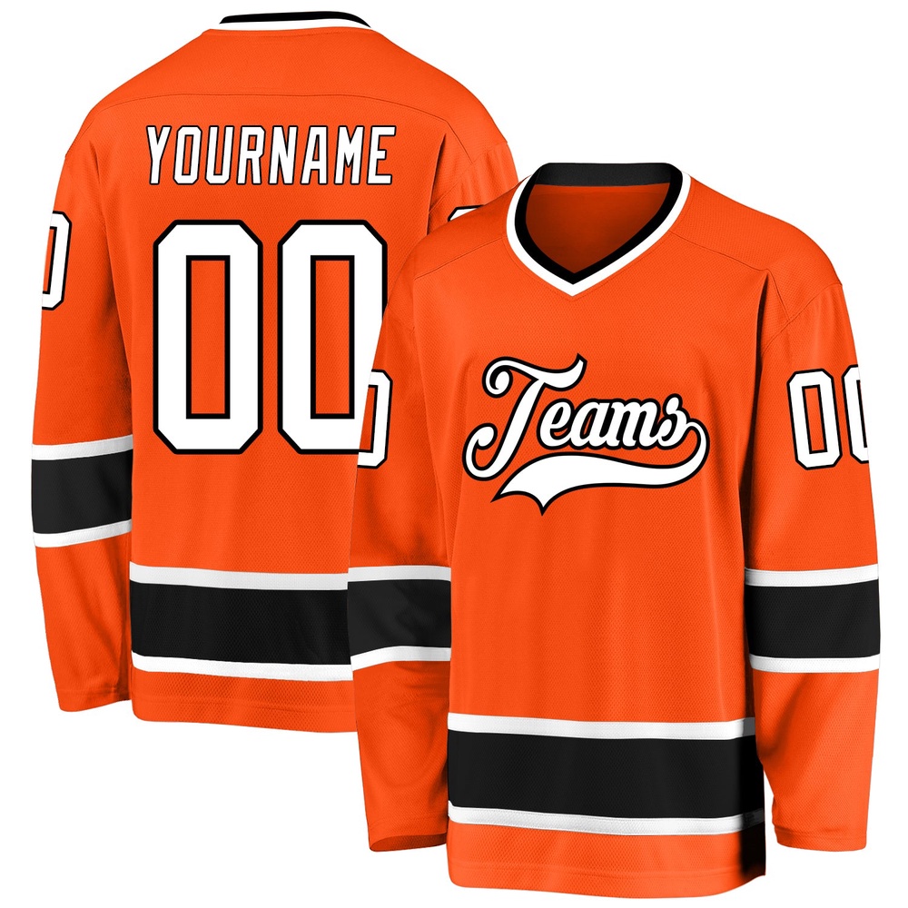 Custom Orange White Black Hockey Jersey, New Hockey Jersey, Personali Sport Team Jersey Shirt