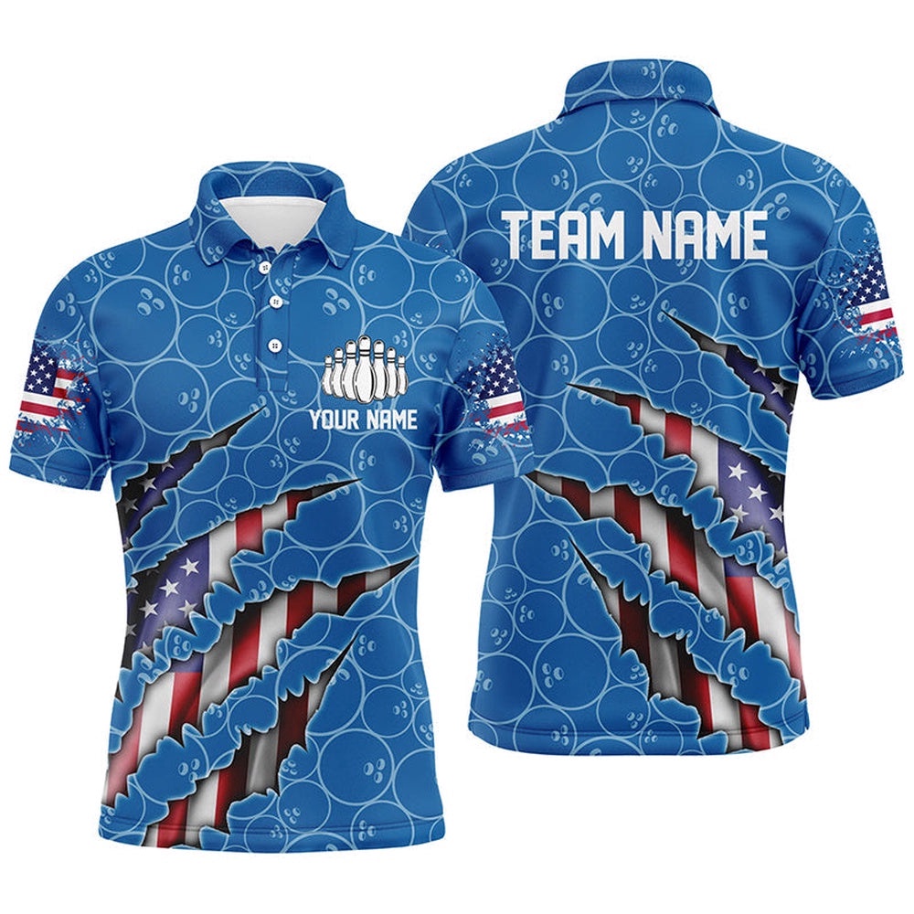 Custom Patriotic Bowling Shirts For Men, American Flag Bowling Uniform Bowlers Outfit Blue, Personalized Bowling Team Shirt Custom Patriotic Bowling Shirts For Men, American Flag Bowling Uniform Bowlers Outfit Blue, Personalized Bowling Team Shirt