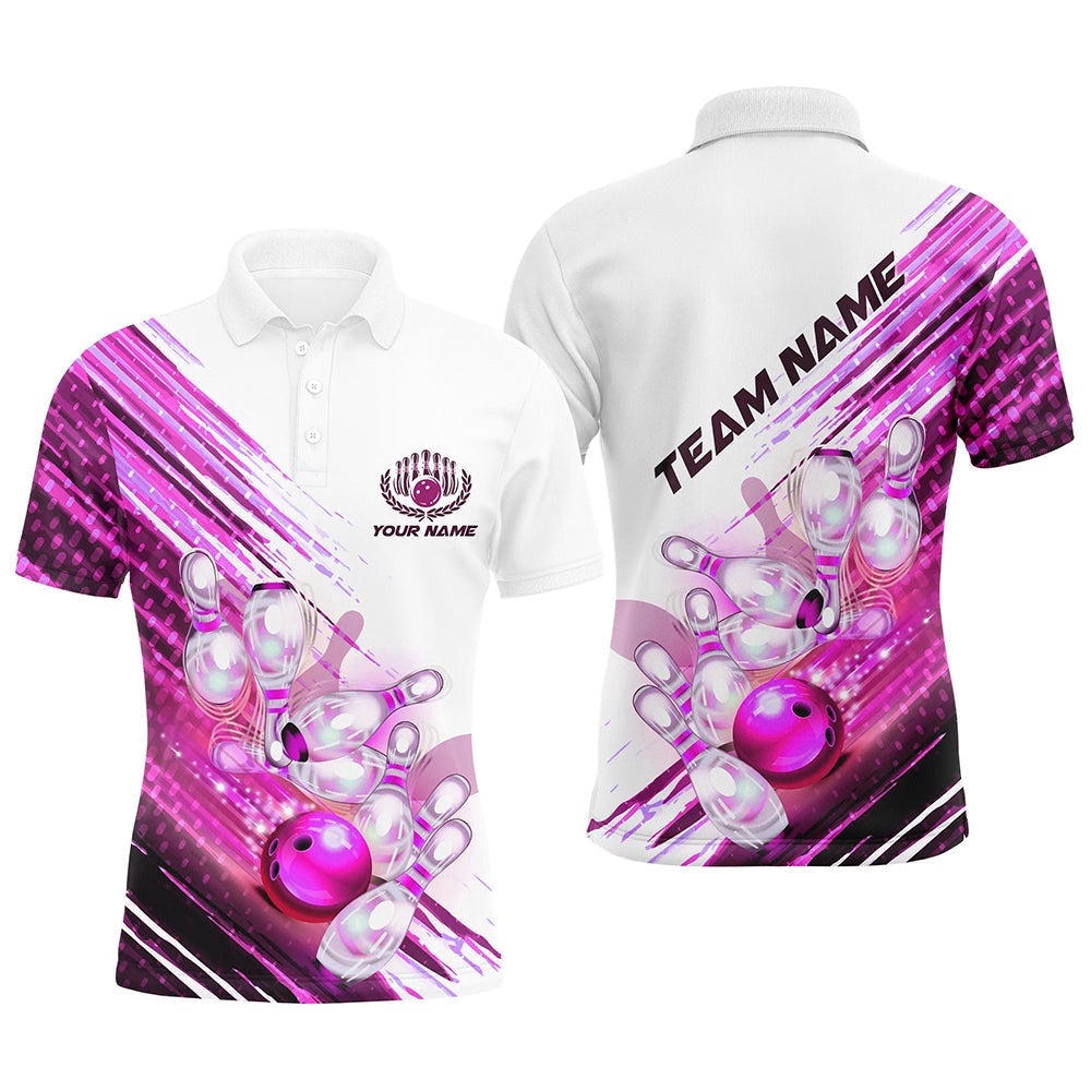 Custom Pink Bowling Polo Shirt For Men, Custom Bowling Uniforms Bowling Men’s Shirts With Name, Personalized Bowling Team Shirt Custom Pink Bowling Polo Shirt For Men, Custom Bowling Uniforms Bowling Men’s Shirts With Name, Personalized Bowling Team Shirt