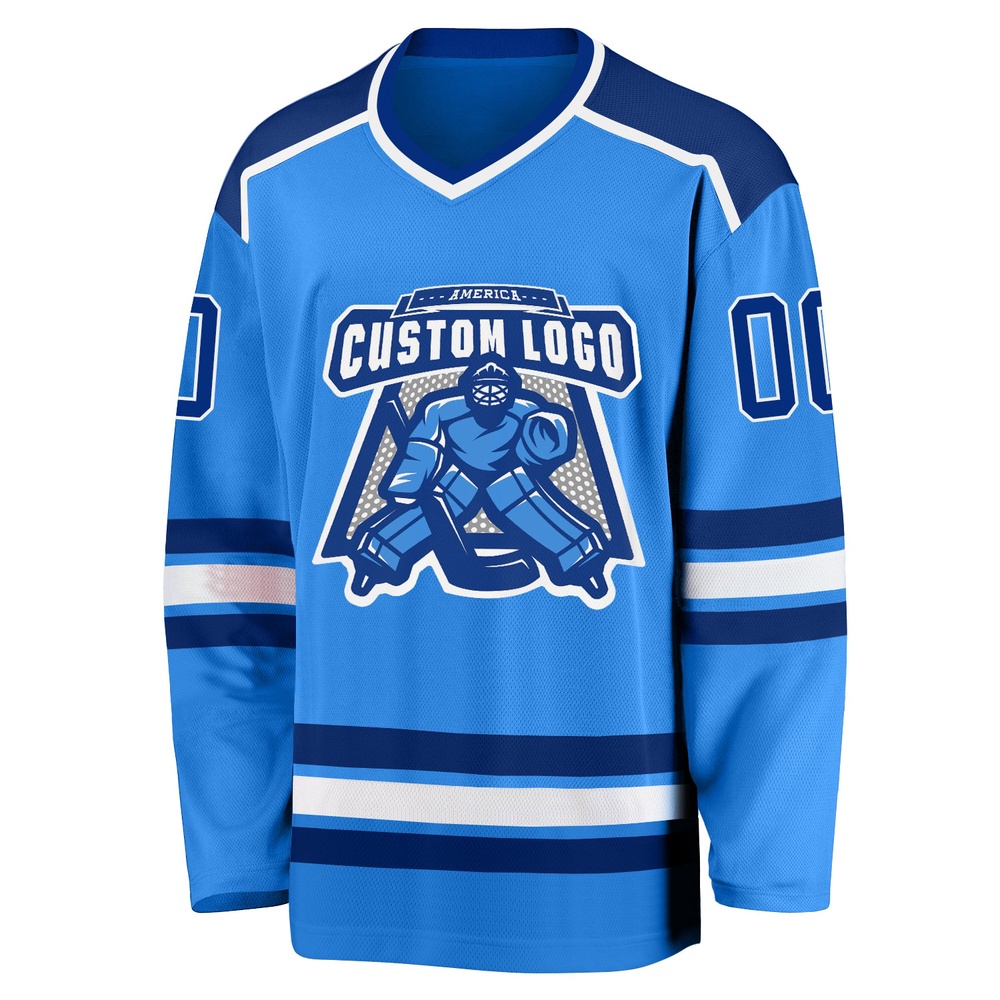 Custom Powder Blue Royal White Hockey Jersey, New Hockey Jersey, Personali Sport Team Jersey Shirt Custom Powder Blue Royal White Hockey Jersey, New Hockey Jersey, Personali Sport Team Jersey Shirt
