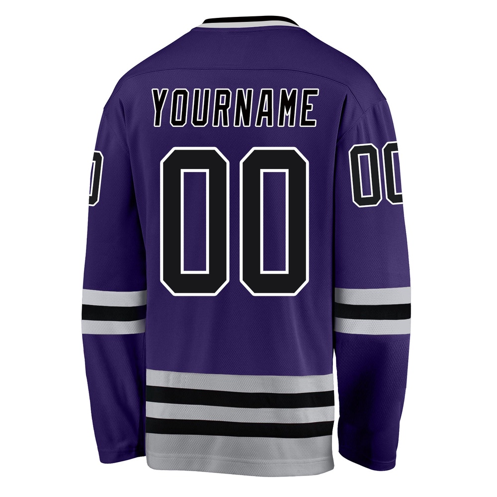 Custom Purple Black Gray Hockey Jersey, New Hockey Jersey, Personali Sport Team Jersey Shirt Custom Purple Black Gray Hockey Jersey, New Hockey Jersey, Personali Sport Team Jersey Shirt