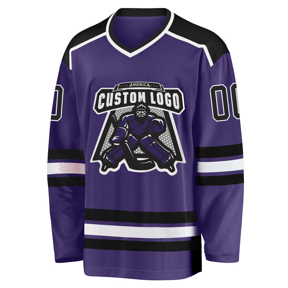 Custom Purple Black White Hockey Jersey, New Hockey Jersey, Personali Sport Team Jersey Shirt Custom Purple Black White Hockey Jersey, New Hockey Jersey, Personali Sport Team Jersey Shirt