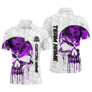 Custom Purple Camo Skull Bowling Polo Shirts…