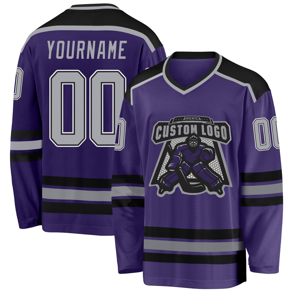 Custom Purple Gray Black White Hockey Jersey, New Hockey Jersey, Personali Sport Team Jersey Shirt