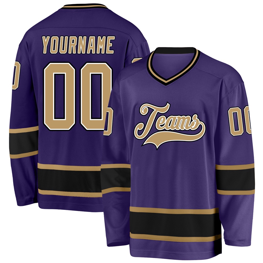 Custom Purple Old Gold Black Hockey Jersey, New Hockey Jersey, Personali Sport Team Jersey Shirt