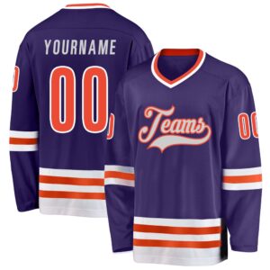 Custom Purple Orange White Hockey Jersey, New…
