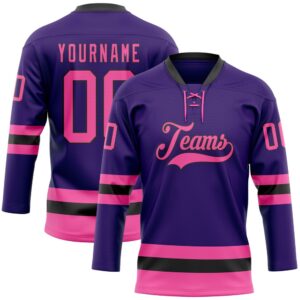Custom Purple Pink Black Hockey Lace Neck…