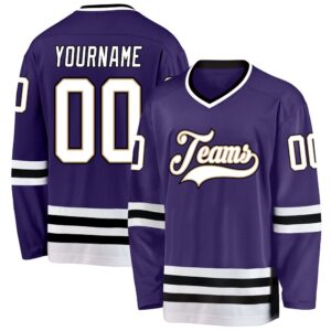 Custom Purple White Black Hockey Jersey, New…
