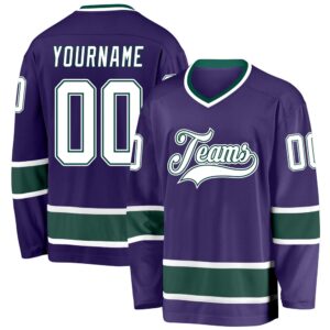 Custom Purple White Green Hockey Jersey, New…