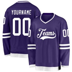 Custom Purple White Hockey Jersey, New Hockey…