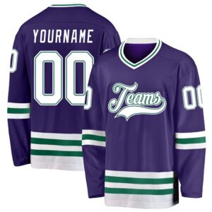 Custom Purple White Kelly Green Hockey Jersey,…
