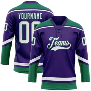 Custom Purple White Kelly Green Hockey Lace…