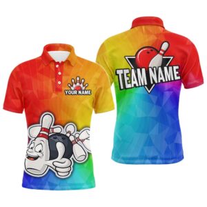 Custom Rainbow Bowling Shirt For Men Bowling…