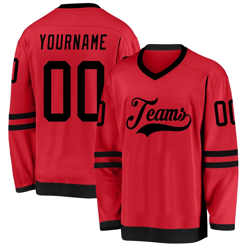 Custom Red Black Hockey Jersey, New Hockey Jersey, Personali Sport Team Jersey Shirt Custom Red Black Hockey Jersey, New Hockey Jersey, Personali Sport Team Jersey Shirt