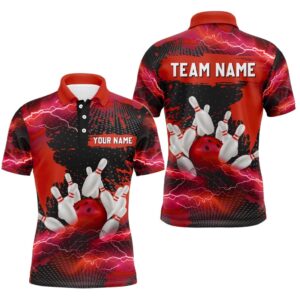 Custom Red Bowling Polo Shirts For Men…