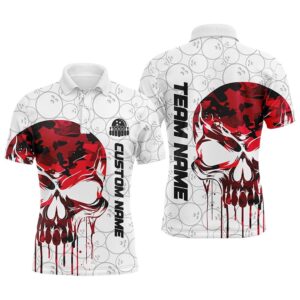 Custom Red Camo Skull Bowling Polo Shirts…