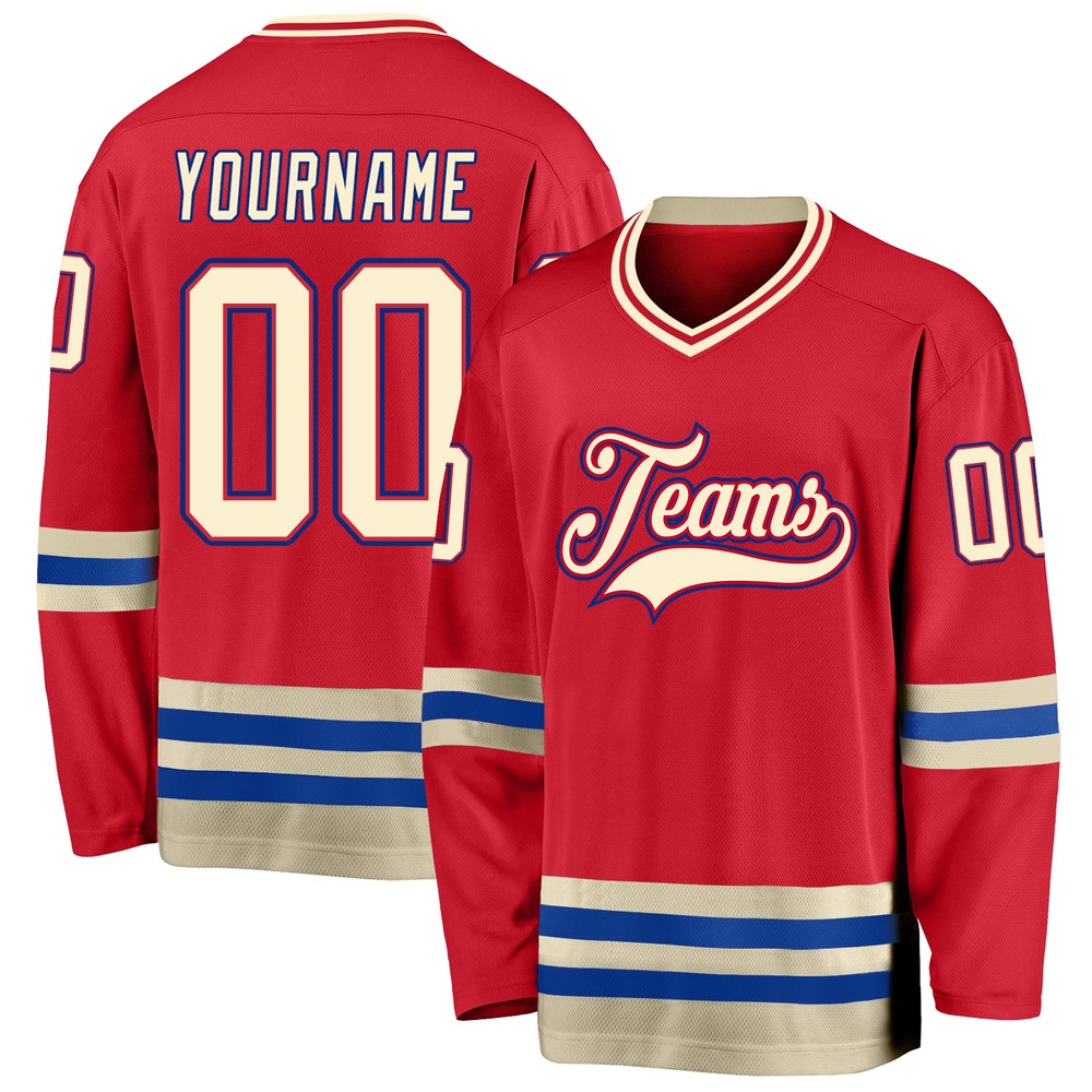 Custom Red Cream Royal Hockey Jersey, New Hockey Jersey, Personali Sport Team Jersey Shirt