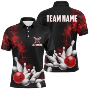 Custom Red Strike Bowling Shirts For Men…