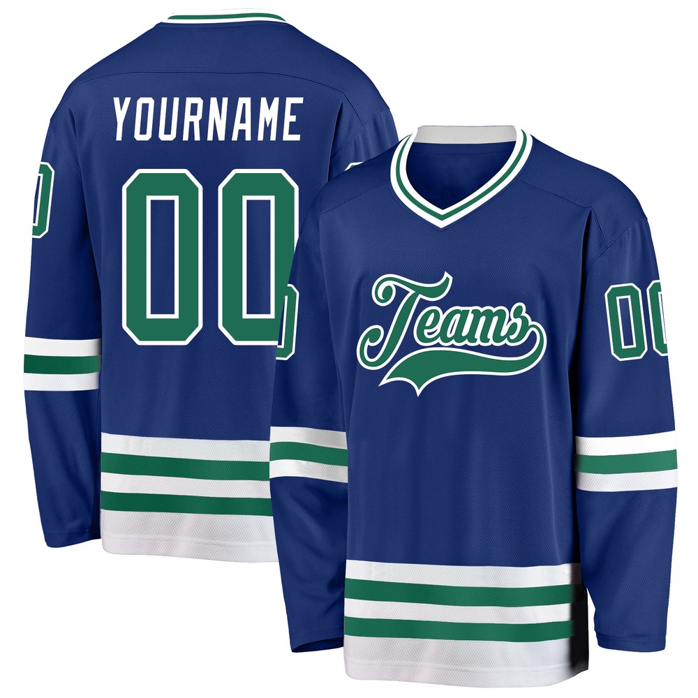 Custom Royal Kelly Green White Hockey Jersey, New Hockey Jersey, Personali Sport Team Jersey Shirt