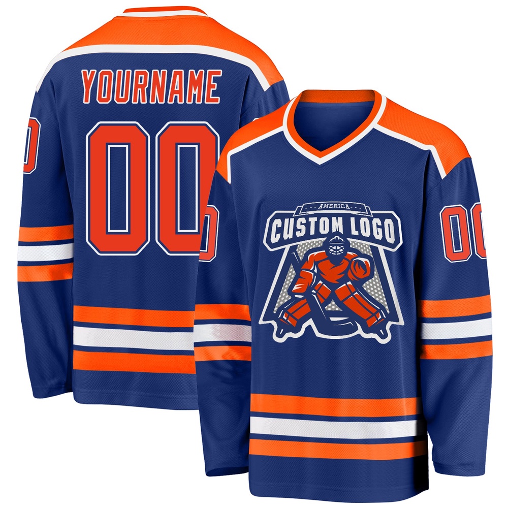 Custom Royal Orange White Hockey Jersey, New Hockey Jersey, Personali Sport Team Jersey Shirt