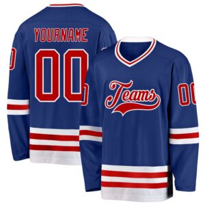 Custom Royal Red White Hockey Jersey, New…