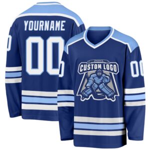 Custom Royal White Light Blue Hockey Jersey,…