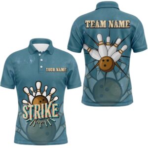 Custom Strike Bowling Men Polo Shirts Vintage…