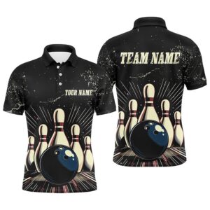 Custom Striking Bowling Men Polo Shirts Grunge…